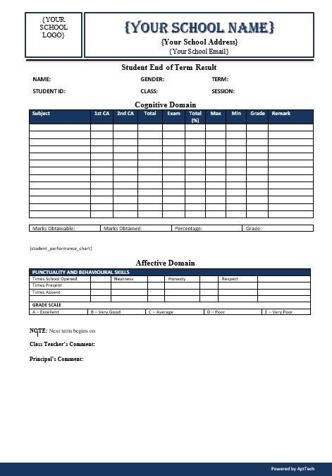 Report card template option 3